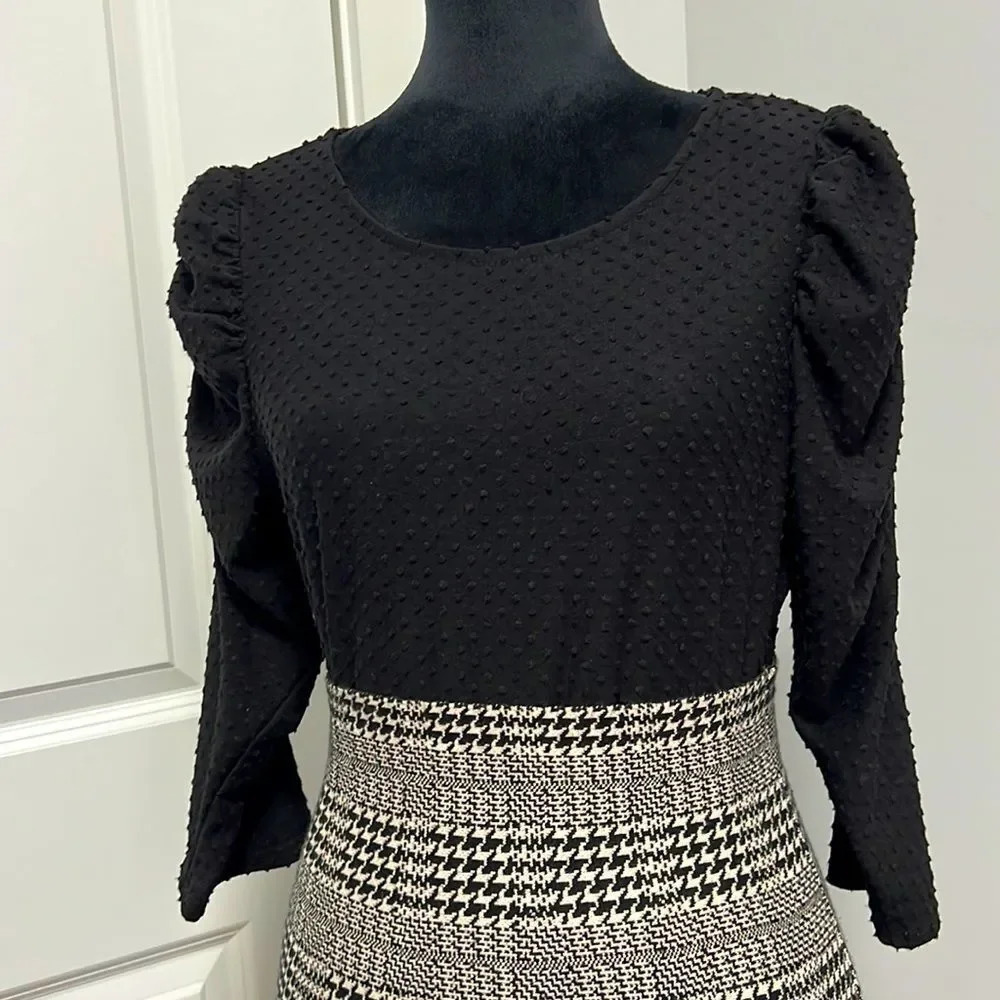 W5 shirt scrunched up 3/4 length sleeves size L black